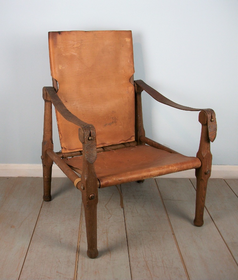 	English Oak Military Roorkhee Campaign Chair